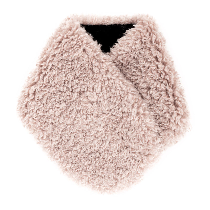 Rose pink faux sheepskin Coco scarf by Helen Moore