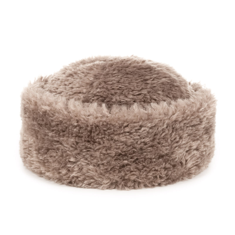 Taupe faux sheepskin Sherpa Hat by Helen Moore