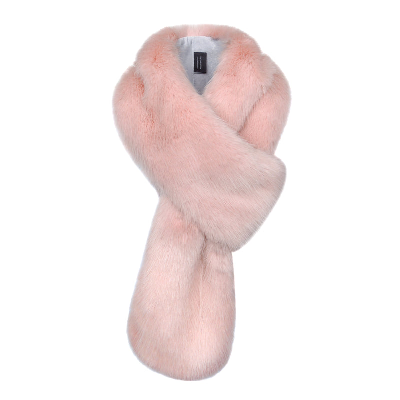 Faux Fur Petite Loop Scarf in Dusky Pink