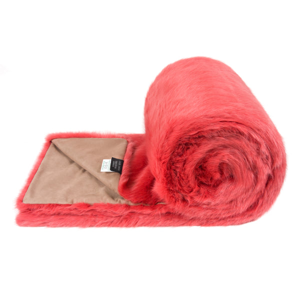 Faux Fur Throw Coral