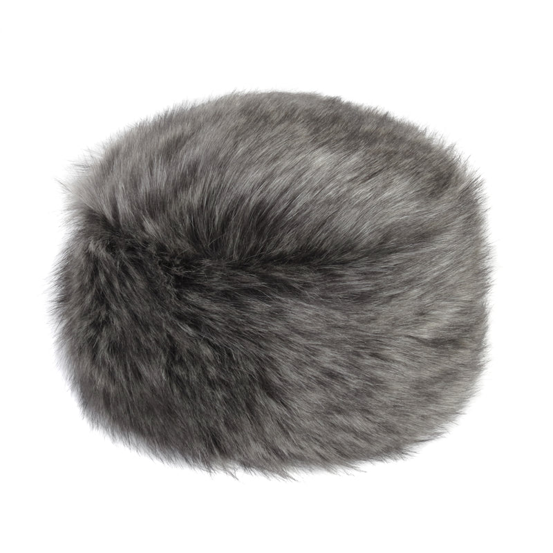 Faux Fur Pillbox Hat One Size Lady Grey