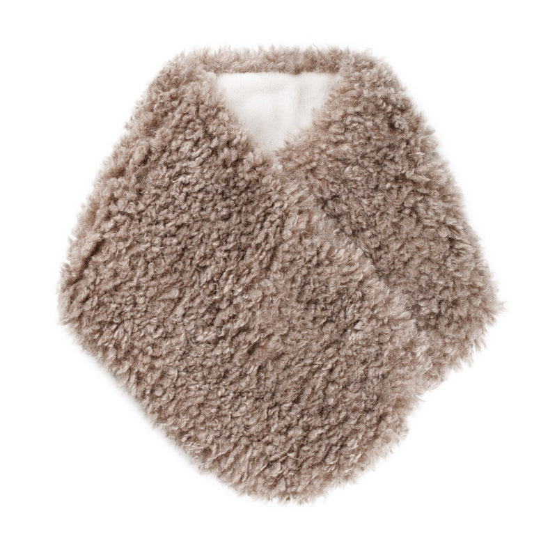 Taupe faux sheepskin Coco scarf by Helen Moore