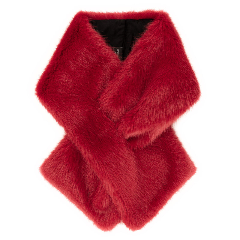  Cola red faux fur Luxe scarf by Helen Moore