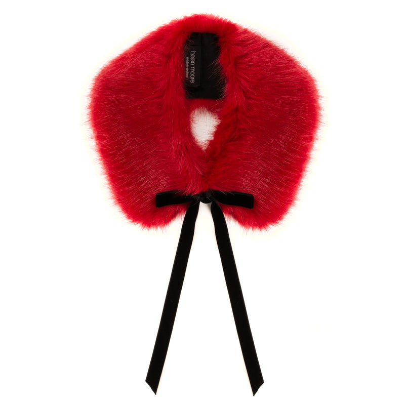 Cola Red faux fur Diana ollar by Helen Moore