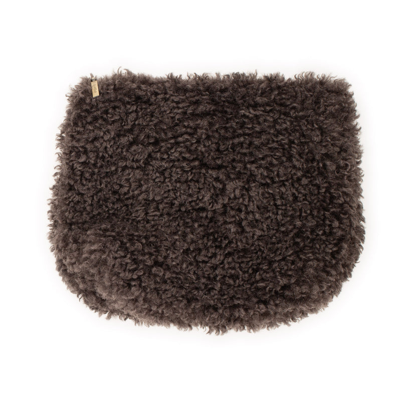 Large make up bag in Charcoal faux sheepskin by Helen Moore  