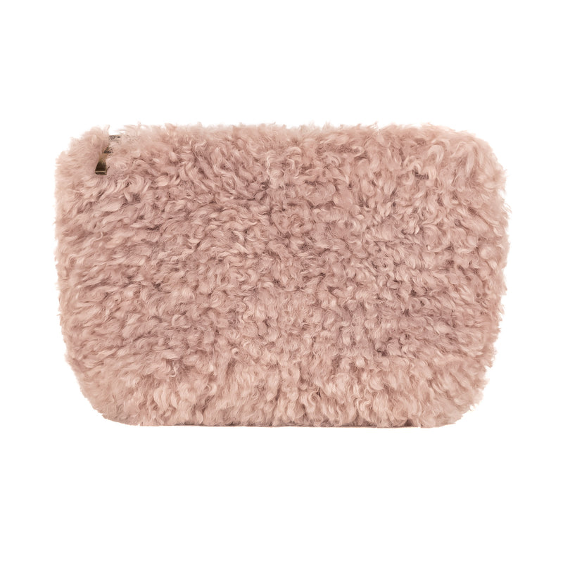 Rose faux sheepskin make up bag by Helen Moore