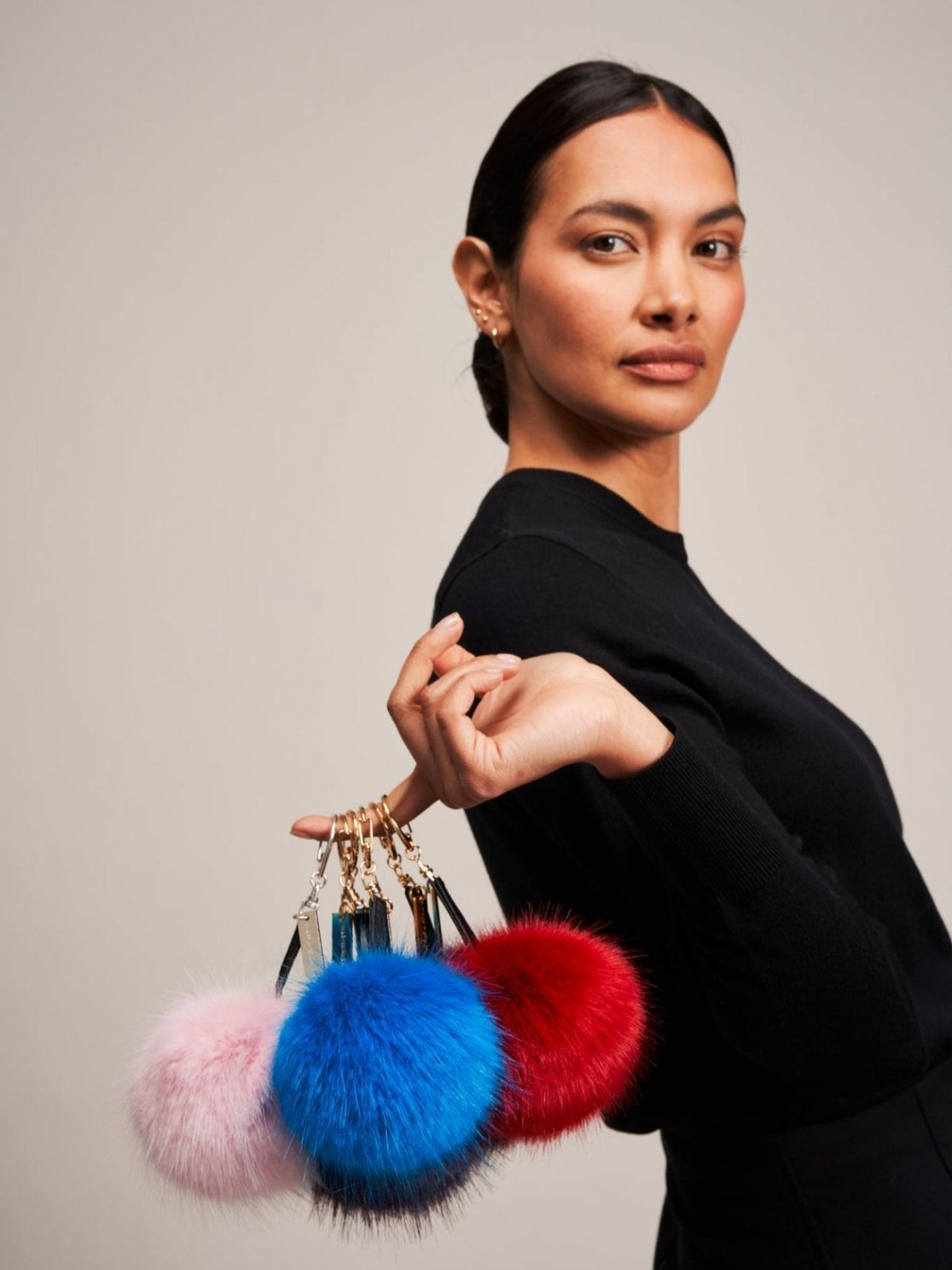 Faux Fur Pom Pom Keyring Bag Charms Helen Moore