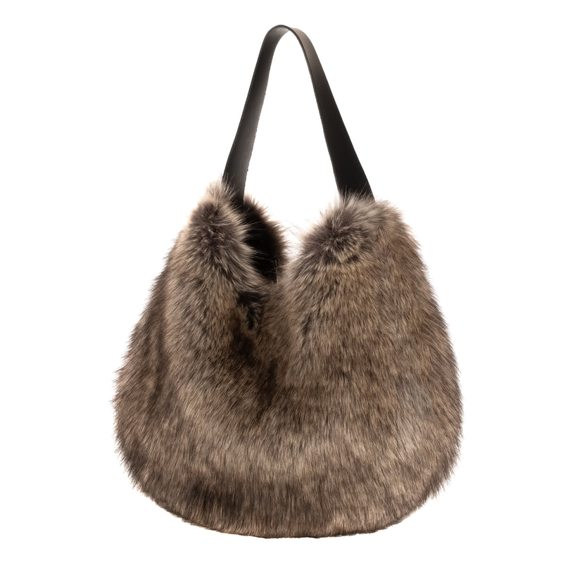  Lady Grey faux fur Slouch Bag by Helen Moore