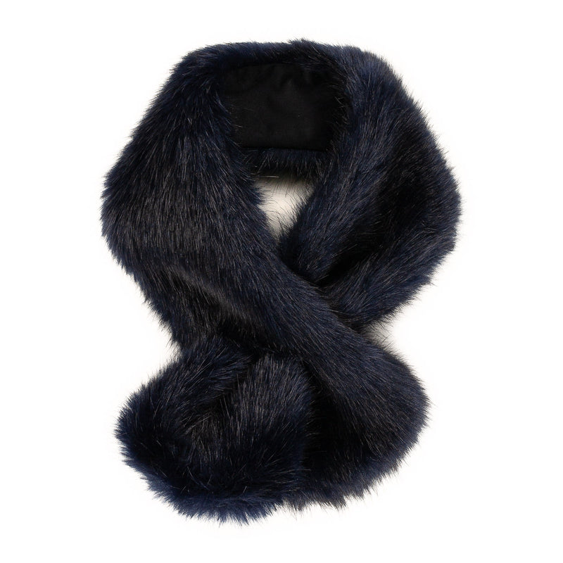  Midnight blue faux fur Tiptop Scarf by Helen Moore