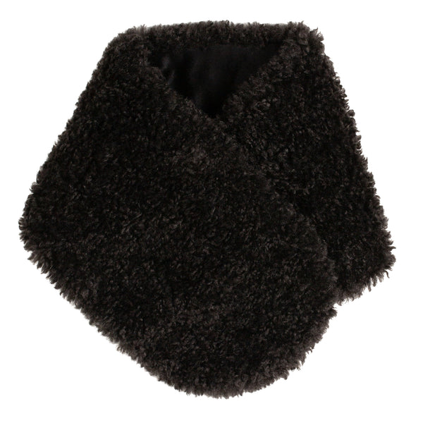 Black faux sheepskin Coco scarf by Helen Moore